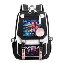 K-Pop D-Emon H-Unters Bag Outdoor Travel Backpack Double Shoulder Bag School Bag Laptop Bag Luggage Bag Men's And Women's The Same Style Backpack Durable And Wear Resistant Daily Travel Business Work Bag - 黑色 - 查看 1