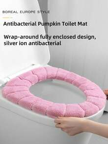 1 件加厚浴室马桶座垫，柔软舒适，弹性十足，易于安装，创意南瓜图案，通用马桶座垫，加厚可水洗，浴室装饰，冬季装饰，浴室配件，浴室工具