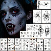 Tatuajes Luminosos para Niños, Diseños Variados, Tatuajes Temporales que Brillan en la Oscuridad - para Fiestas, Regalos y Maquillaje (15Pcs WSJ Tattoo Spider) - 15 piezas de tatuajes de araña WSJ - Ver 1