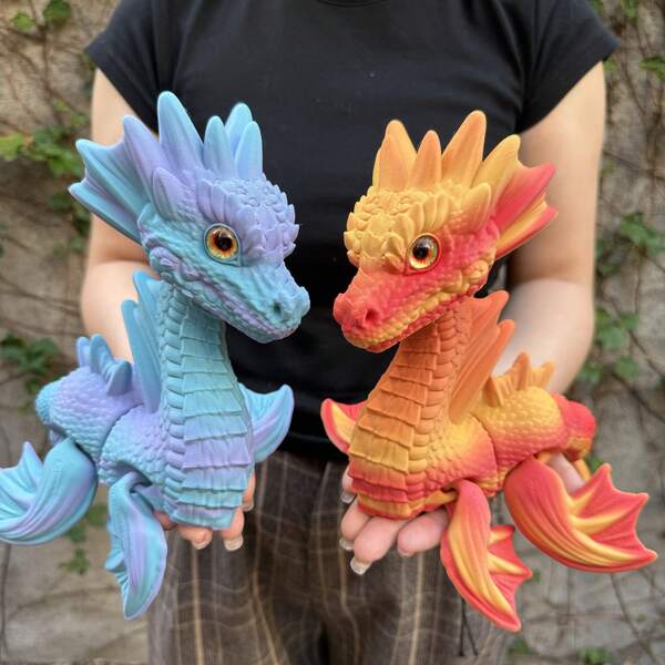 1 pieza Estatua de dragón impresa en 3D, decoración del hogar con ojos realistas y articulaciones móviles, regalo de Navidad, adecuado para cualquier ocasión, regalo de cumpleaños, figura impresa en 3D