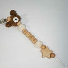 1 قطعة مفتاح مخصص من الحيوان الناعم والخرز الخشبي، غزال/أسد/دب/فيل/ثعلب/كوالا، كرة فرو نجمية، تميمة حقيبة شخصية، علامة اسم، هدية يدوية فريدة - سلسلة مفاتيح قطيفة - مشاهدة 20