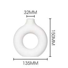 1pc Nordic Style Plastic Vase Decor, Round Vase For Dried Flowers, Living Room, Dining Table, TV Cabinet, Lightweight Luxury Home Decor, Solid Color Donut Vase - Multicolor - View 9