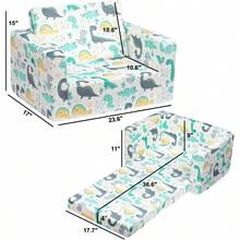 ALIMORDEN 2 en 1 Sofá convertible de sherpa para bebé sofá convertible a tumbona dinosaurio - Lindodinosaurio - Ver 3