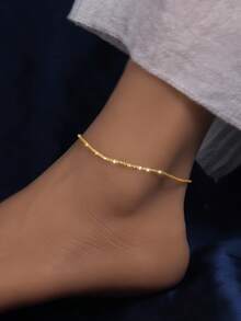 1 st handgjord fotlänk i 925 sterlingsilver med glittrande stjärna, visar upp personlig berlock, kvalitetssmycken, lämplig för kvinnors vardag, dejt, festkläder - Gult guld - Visa 2