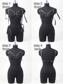 Leather Cage Bra Harness,Punk Chest Bra Harness PU Leather,Dresses Party Accessories,Leather Chest Harness For Women - Black - View 4