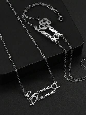 Personalized Stainless Steel Butterfly Jewelry Set, Custom Name Necklace & Bracelet, Gold Plated English Letter Name Customized Set, Family Member Jewelry, Perfect Gift For Christmas, Halloween, Valentine's Day, Anniversary - For Lover, Mom, Dad