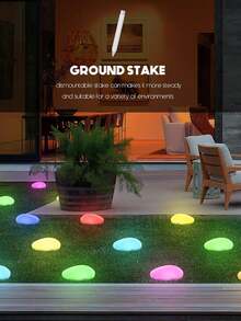 1pc Solar Powered Outdoor Realistic Stone Lamp, Pebble Shaped Ground Light, LED Solar Powered Waterproof Landscape Light, Suitable For Daily, Holiday Decoration, Can Be Used For Fences, Gardens, Lawns, Paths, Porches, Patios, Walkways, Family Gatherings, Birthday Parties, Weddings To Create Ambiance - Multicolor - View 6