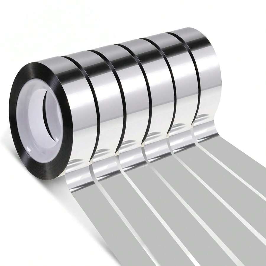 3 Rolls Silver Metallic Washi Tape, DIY Gold Graphic Art Tape, Self-Adhesive Metalized Polyester Film Tape For Crafts Decoration And Gift Wrapping (1/2 Inch X 110 Ft) - Silver - View 1