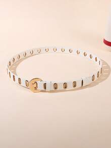 1pc No Punch Hollow Buckle Waist Belt, Fashionable Punk Slot Buckle, Versatile Belt, PU Leather, For Women - Multicolor - View 10