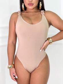 Kit 3 Basic Bodysuits With Thick Straps And Elastic With Discreet Neckline, Shapewear, Versatile Casual Fashion, Casual, Gringa Blogger - 黑色-白色-米色 - 查看 3