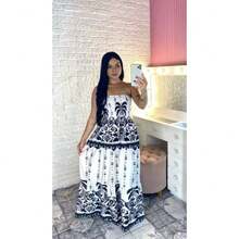 LONG STRAP-OFF DRESS WITH ELASTEX FLORAL PRINT SUMMER FAST SHIPPING - In 4 - Xem 1