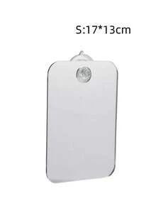 6" X 4" Portable Anti-Fog Acrylic Shower Mirror With Suction Cup - Convenient And Easy To Clean, Ideal For Travel, Gym, Makeup For Men And Women, Wall-Mounted Or Handheld, Fashionable Acrylic Mirror Surface, Durable Acrylic Material - 銀色 - 查看 10