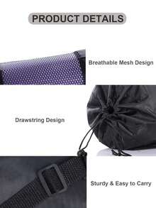 1pc TPE Yoga Mat Mesh Bag, Portable Waterproof Yoga Mat Carrying Bag, Minimalist Design For Daily Use (Yoga Mat Not Included)
