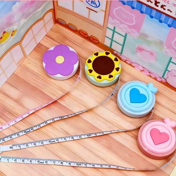 Pink Flower Soft Tape Measure 60-Inch 1.5 Meter Retractable Cartoon Measuring Tape Cute Ruler For Sewing Craft Cloth Body Measurements, Sewing Tape Measures, Tape Measures And Rulers