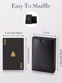1pack Waterproof & Flexible Playing Cards With Box, Cool Design Great For Parties, Games, Gifting And Celebrations,Black Card,Gifting>Black,Palying Cards - 黑色 - 查看 6