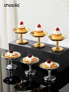 choxila 1pc Stainless Steel Ice Cream Cup, Metal Serving Dessert Bowl, Serving Tray, Food Plates, High Footed Yogurt Snack Candy Cups For Salad Fruit Pudding, Silver/ Gold, Family Gatherings, Weddings, Ramadan, Eid Al-Adha - Multicolor - View 4