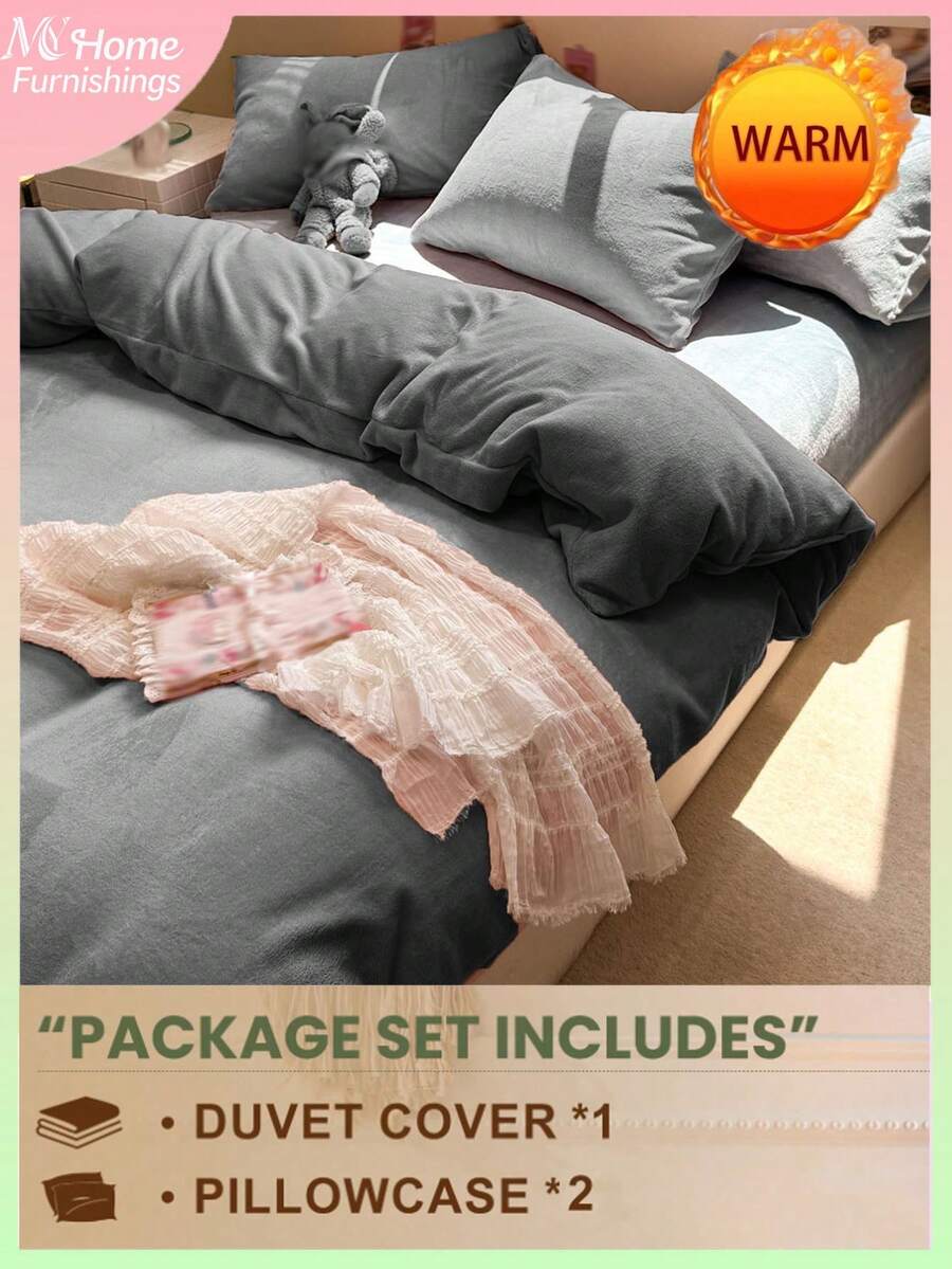 Parure de lit 3 pièces gris anthracite effet cristal - 1 housse de couette et 2 taies d'oreiller, douce et confortable, disponible en plusieurs coloris, idéale pour une chambre d'étudiant ou une chambre à coucher, pour une décoration intérieure simple et à la mode, lavable en machine, sans garnissage, housse de couette moelleuse et douce, tailles 1 place, 2 places, King et Queen