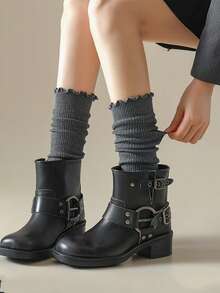 3 Pairs Autumn/Winter Ruffle Cuff Socks, Comfortable Leg Warmers, Lace Trim Elegant Japanese Style Stockings, Random Delivery - Multicolor - View 6