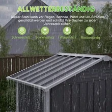 Gartenhaus aus Metall 142x185 cm mit Belüftung & Metallfundament | Abschließbarer Geräteschuppen, Witterungsbeständig | Für Gartengeräte, Grau