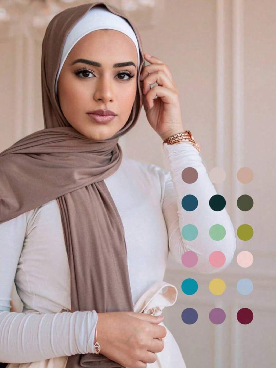 Solid Color Silk- Women's Scarf | Classic & Versatile Modal Long Wrap | 170x70cm Solid Color Head Scarf - Multicolor - View 1