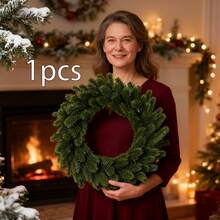 1 Stück künstlicher Tannenkranz von BOTIVIA, robuster Kunststoff Weihnachtskranz, geeignet für Innen-/Außenbereich - Feiertags-Dekoration, passend für Haustür, Kamin oder Esstisch Mitte - realistisch, stabil und einfach aufzuhängen