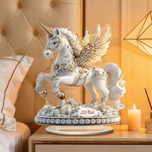 1 pièce Décoration de bureau pour la Saint-Valentin, design licorne et cheval rose et blanc, décoration de maison pour le salon et la chambre à coucher, décoration de bureau, cadeau de Saint-Valentin, Nouvel An, en acrylique 2D
