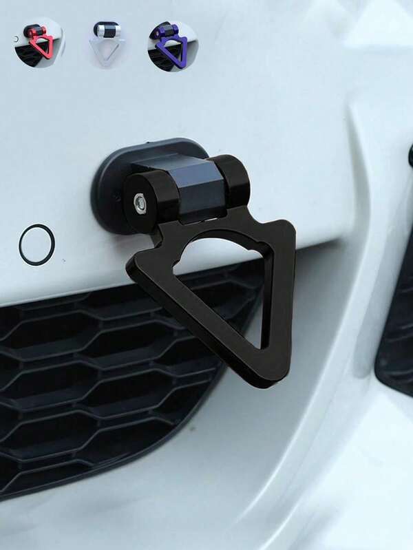 1pc Car Exterior Accessory Triangle Tow Hook Ring, Personalized Racing Tow Hook Adhesive Type, Universal