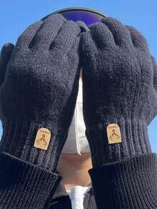 1 Par de Luvas de Malha Quentes de Inverno para Homens, com Dupla Camada e Pontas dos Dedos Compatíveis com Tela de Toque, para Festas, Direção, Corrida, Jogos de Celular e Atividades Diárias, Acessórios de Halloween, Luvas de Inverno, Luvas de Neve