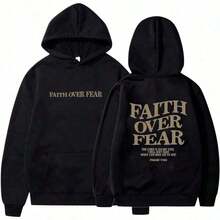 Men's Loungewear 1PCSJesus Hoodie For Women Jesus Loves You Sweatshirt Christian Faith Over Fear Print Long Sleeve Pullover Casual TopWomen's Fashion Clothes Hoodie Autumn Long Sleeve Pullover Sweatshirt Hooded Top Daily Streetwear-Loose And Stylish T-Shirt-Autumn Clothing 270G Unisex Comfort Drawstring Hoodie: Suitable For Door Fun, Street Style & Daily CommuteLoose And Comfortable - Black Faith - 查看 4