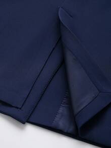 Old Money Women's Double-Breasted Lapel Casual Blazer Jacket, Solid Color, Long Sleeve, Loose Fit Coat, Suitable For Spring/Autumn/Winter - Navy Blue - View 6