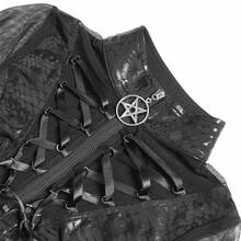 Devil fashion 一件哥特风蛇纹五芒星镂空网纱连衣裙，小众街头风，春秋季 - 黑色 - 查看 7