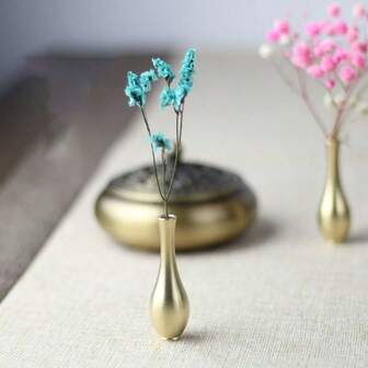 1/2 piezas Jarrón y soporte de incienso de latón macizo de doble uso con base de sándalo artesanal para varillas/conos, decoración de escritorio zen para oficina/mesa de té/entrada, centro de arreglo floral multifuncional