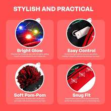 Paquete de 2 gorros de punto con luz LED para Navidad, gorro de punto (batería incluida con 3 modos intermitentes) - 1 - Ver 5