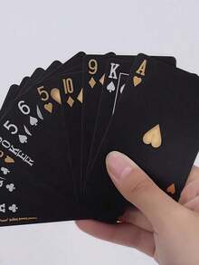 1pack Waterproof & Flexible Playing Cards With Box, Cool Design Great For Parties, Games, Gifting And Celebrations,Black Card,Gifting>Black,Palying Cards - 黑色 - 查看 3
