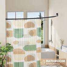 SUNALLY 40-72 Inches Adjustable Curved Shower Rod, Aluminum Rustproof Design, Drilling Required - Fits Bathroom Bathtub & Shower Stall - 黑色 - 查看 7