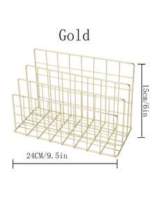 1/2pcs Modern Metal Bookshelf With 3 Storage Baskets, Minimalist Iron Desktop Organizer Rack, Desk Tidy Shelf, Bookshelf Storage Rack, Multi-Function Magazine Newspaper Storage Box, Suitable For Home Office Storage And Decoration - Multicolor - View 9