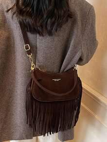 1 pezzo Borsa a spalla in pelle PU tinta unita per donna, borsa a tracolla versatile per pendolarismo, cinghia regolabile