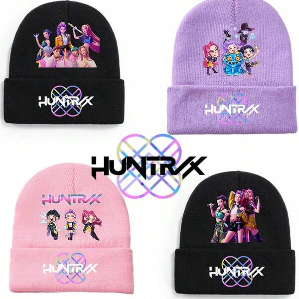 1pc N Hunter S Character-Printed Knitted Hats & Thermal Lined Caps - Thermal Warm Winter Headwear, Soft Breathable Knit Fabric, Fade-Resistant IP Print, Elasticized Cuff For Secure Fit, Anti-Pilling Lining, Ideal For Teenagers & Young Adults (Male & Female), Autumn/Winter Outdoor Activities, Daily Casual Outfits, Fandom On-Site Support, Campus Commutes, Cold-Season Errands & KPOP Fan Themed Matching (Stochastic Style)