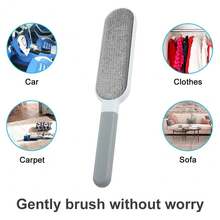 1pc Reusable Double-Sided Pet Hair Remover Brush, Manual Static Cling Hair Brush For Cat Hair, Clothes, Sofa, Furniture, Bedding, Carpet Cleaning, Durable Polypropylene Material, No Power Required - Multicolor - View 9