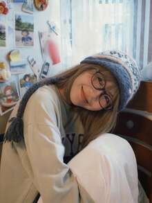 1 pieza Sombrero de piloto/cubo de mujer de punto jacquard bohemio con hilo grueso trenzado, orejeras acogedoras, de moda y versátil, casual y retro para otoño/invierno