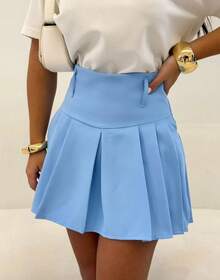 STARFASHIION Shorts Round Skirt Schoolgirl Summer Elegant /CARNIVAL/SUMMER2025 - 淺藍色 - 查看 2