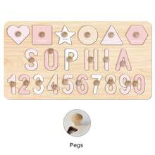 Montessori Wooden Puzzle Toys For 1-3 Years Old, Personalized Name Puzzle, New Easter Gift For Kids, 3D Alphabet Wooden Puzzle Toys - Pink and White Three Rows All With Nails - View 12