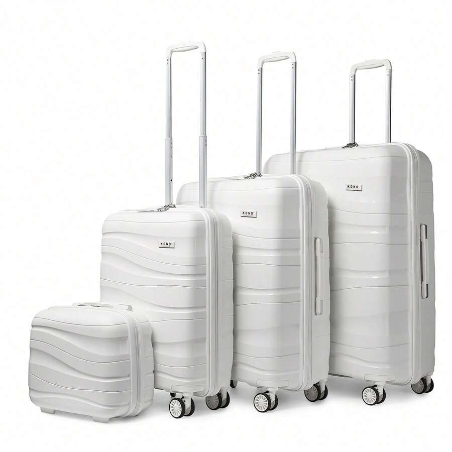 Trolley rigido in polipropilene 14" 20" 24" 28" con serratura TSA e ruote girevoli, valigia singola, set 3/4 pezzi disponibile, bagaglio viaggio vacanze, lavoro e gite familiari