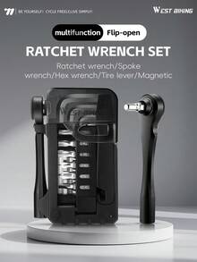 WEST BIKING Bicycle Ratchet Wrench Set - Bicycle Repair Hexagon Screw Tool Kit | Professional Riding Maintenance Tools | For Road/Mountain Bikes | Portable Repair Equipment