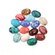 10pcs/Pack Oval Turquoise Print Gemstone Cabochons, Random Mixed Color Stones, Fashionable Casual Elegant Vintage Handmade DIY Jewelry Decor, Suitable For Necklace Ring Bracelet Crafts, Jewelry Making Supplies