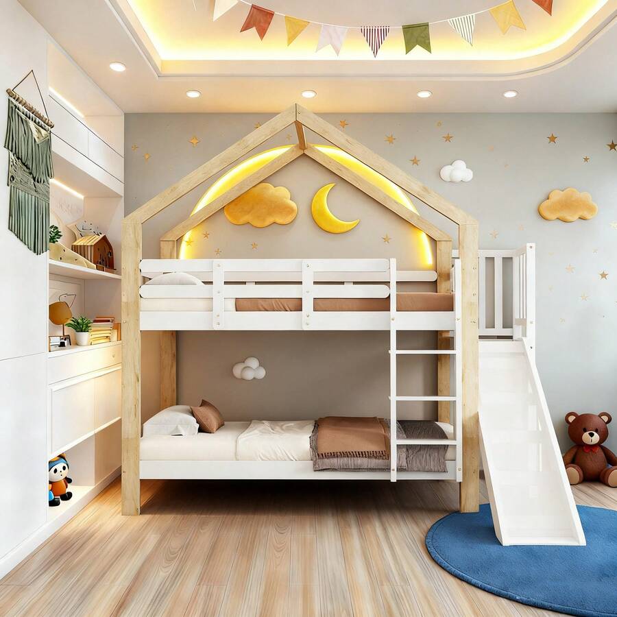 Kids Bed Frames, Headboards & Footboards - White + Solid Wood+MDF + 90cm*200cm - View 1