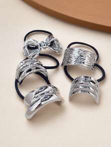 1/3/5/6/7件套简约金属发圈，时尚优雅，马尾辫发圈，发绳，发圈，发箍，发绳，发饰，头饰，弹力带 - 彩色 - 查看 15