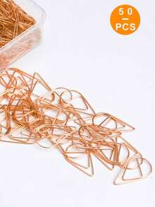 100pcs Mini Golden Water Drop Shaped Paper Clips, Multipurpose Metal Office Supplies, Suitable For Study, Office And Home, Back To School, Stationery - Teardrop Shape - View 9