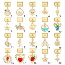1/5/10/20/30/50 Stücke zufällig gemischte goldfarbene modulare Anhänger, Mond- & Tulpen-Anhänger, abnehmbare Armband-Charm-Accessoires - Verschiedenfarbig - Übersicht 13