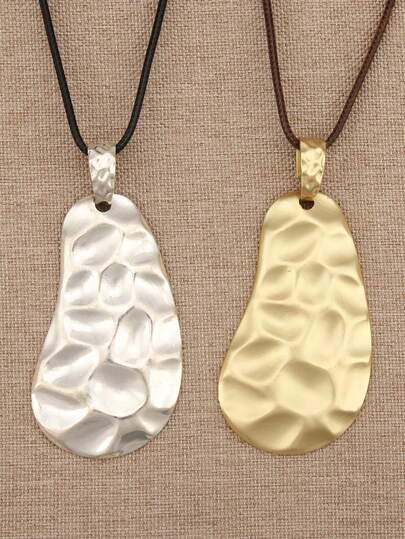 1pc Fashionable Golden Wavy Alloy Pendant Long Necklace For Women, Retro Minimalist Neck Chain, Music Festival Party Accessory, Gift For Girlfriend/Mother